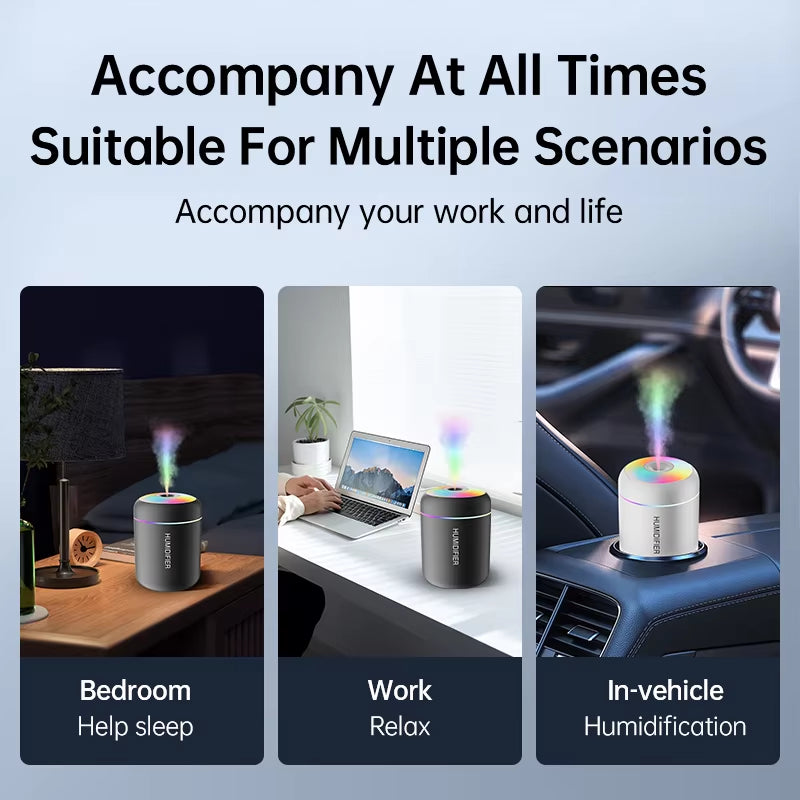180ML Mini USB Electric Aroma Diffuser and Humidifier with Essential Oil Purification and Ambient Lighting for Home, Car, and Bedroom